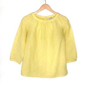 Boden yellow linen rear button top blouse Katie